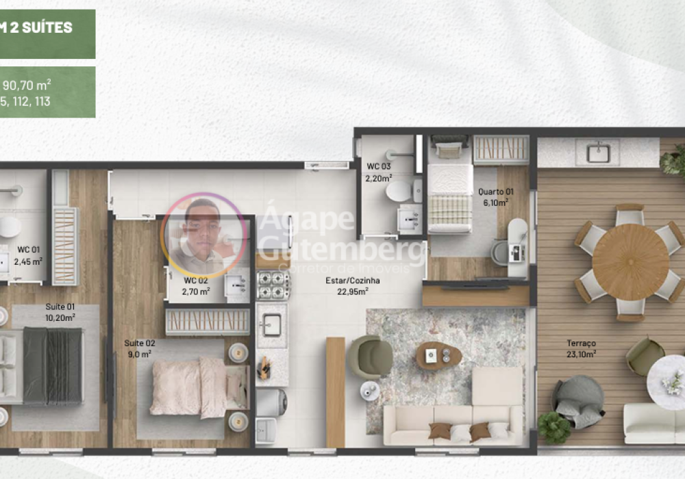 Apartamento 3 Quartos com 2 Suítes e Terraço Itaparica Resorts Residences