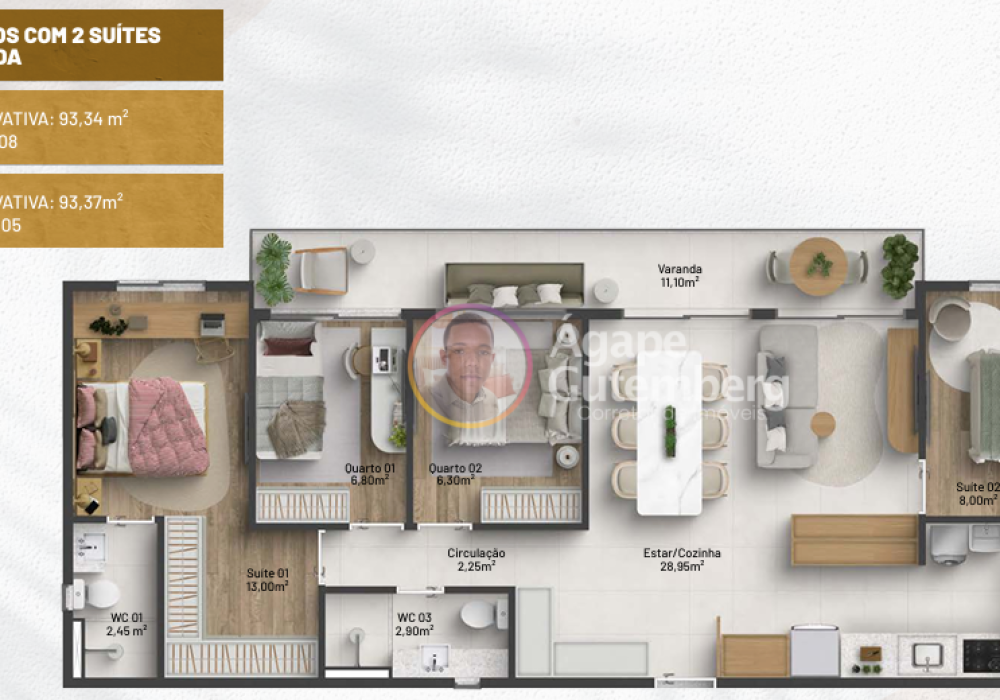Apartamento 4 Quartos com 2 Suítes e Varanda Itaparica Resorts Residences